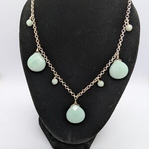 Elegant 925 Silver Aqua Blue Stone Pendant Necklace